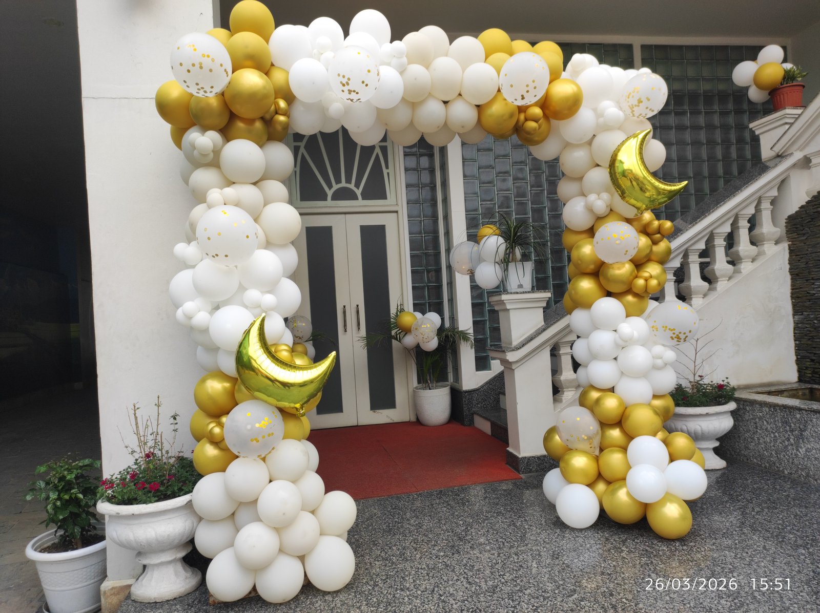 The Golden & White Balloon Entrance Arch