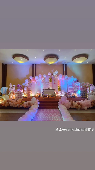 Primarily Pink and White Birthday Stage Decoration (BD 5)