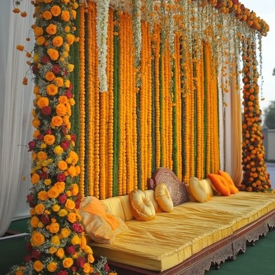 Golden Marigold Mehendi Stage(HMSD 23)