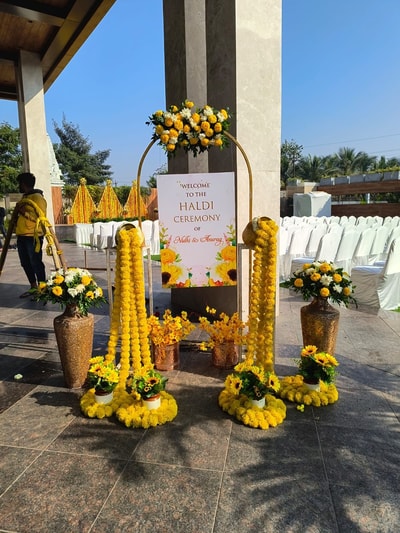 Golden Marigold Haldi Welcome Board(FW60)