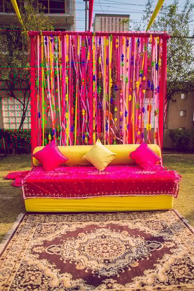 Rainbow Ribbons Mehendi Decor Stage(HMSD 10)