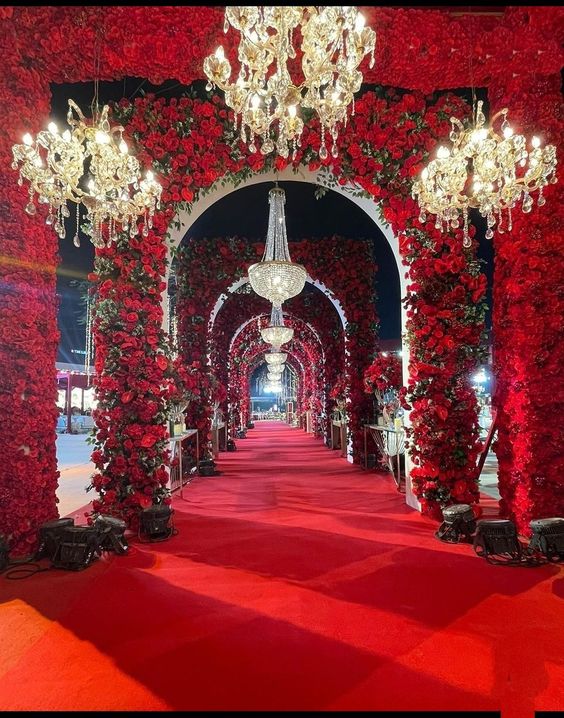 Custom Red Floral 5 arc frame Outdoor Passage (OP 2)