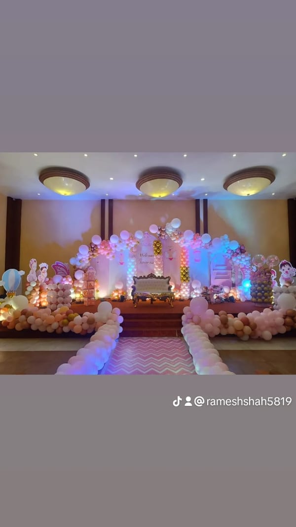 Primarily Pink and White Birthday Stage Decoration (BD 12)